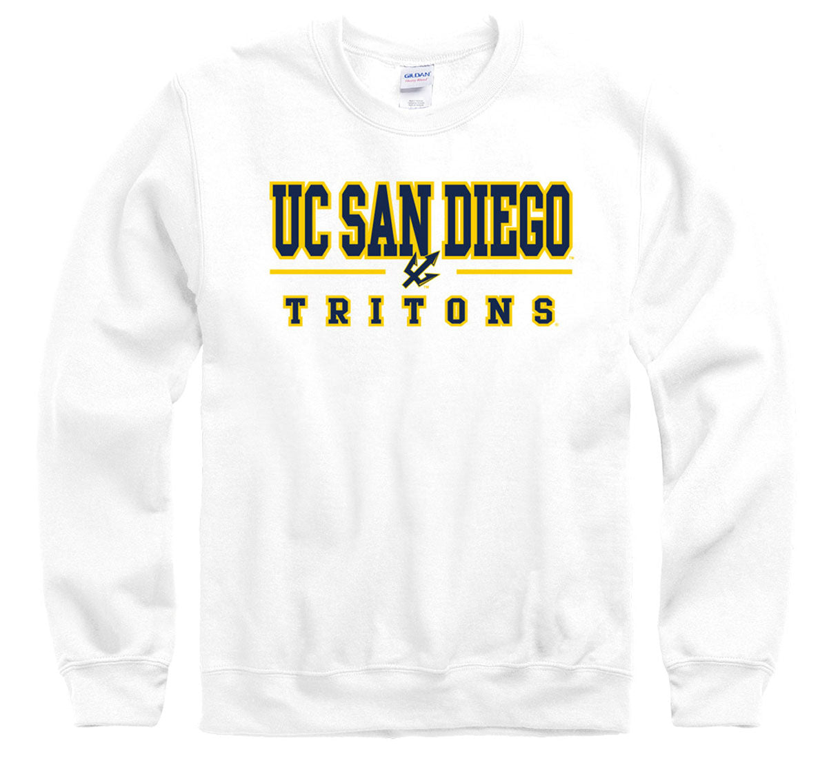 University of California San Diego UCSD Tritons stacked crew neck sweatshirt-White-Shop College Wear
