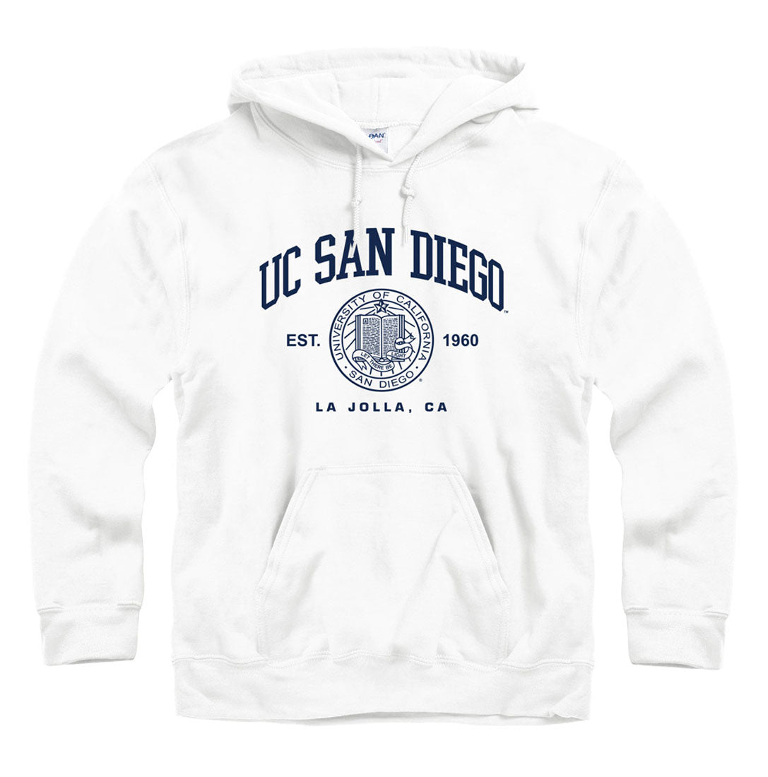 University of California San Diego UCSD pin font hoodie sweatshirt-White-Shop College Wear