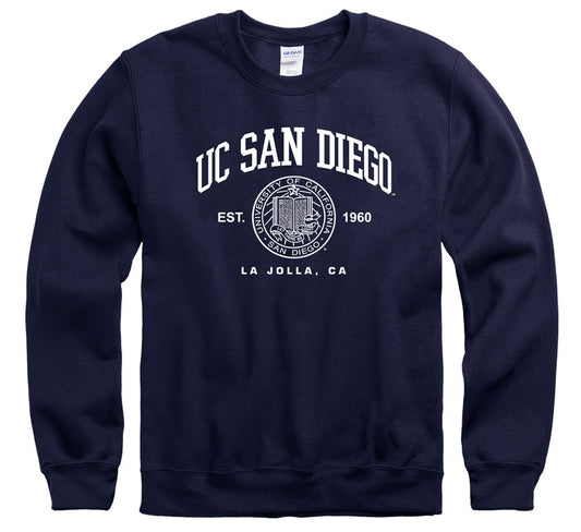 University of California San Diego crew neck sweatshirt-Navy-Shop College Wear