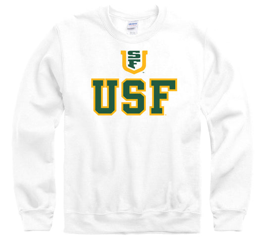 University of San Francisco Dons USF block crew neck sweatshirt-White-Shop College Wear