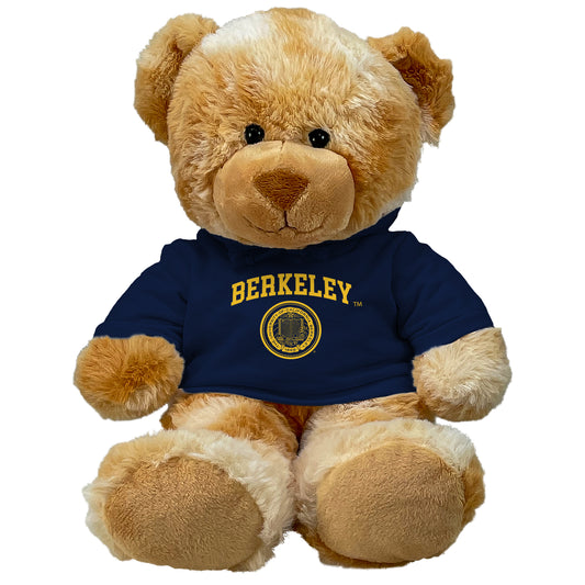 U.C. Berkeley Cal plush BIBI teddy bear with navy Berkeley arch & seal hoodie sweatshirt-Shop College Wear