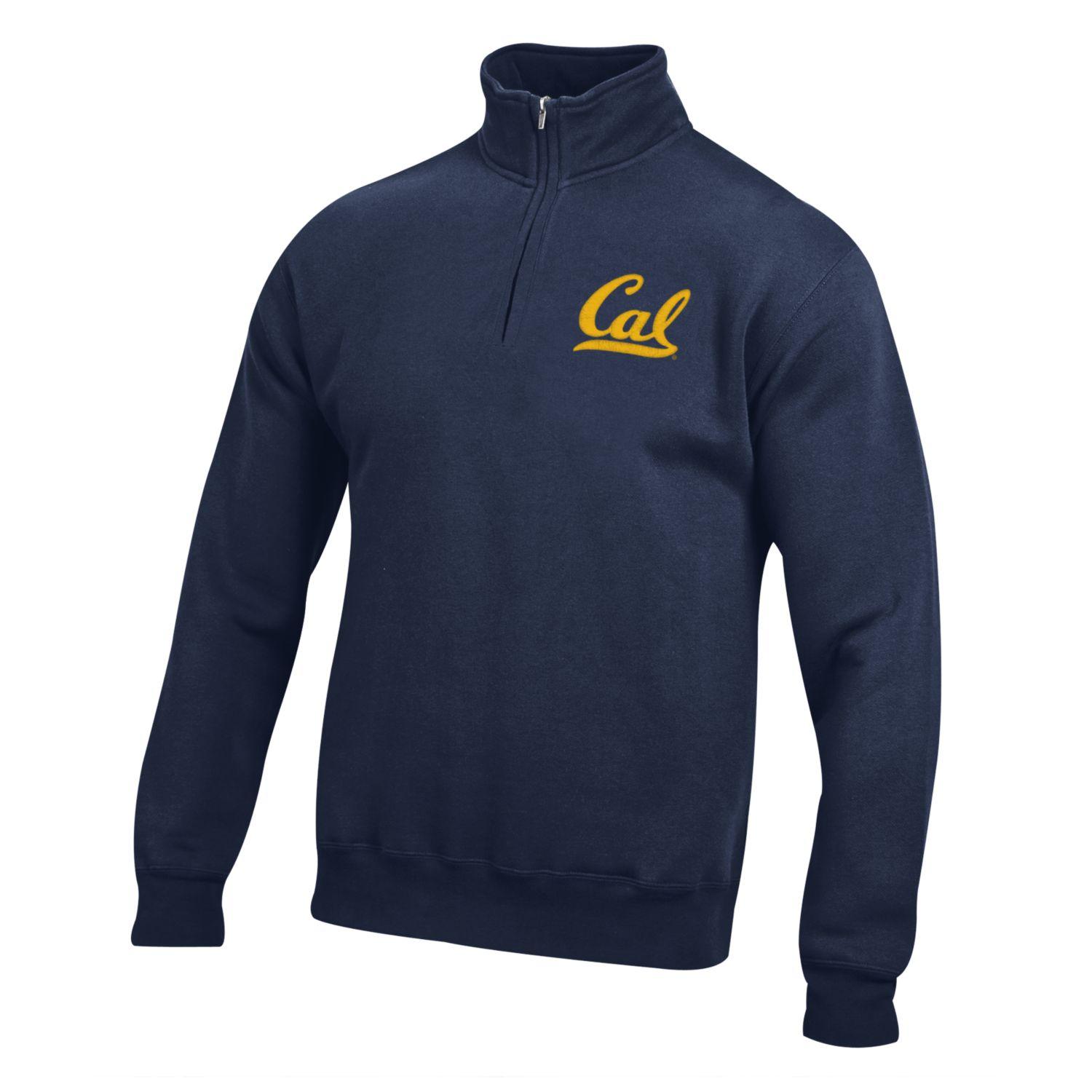 U.C. Berkeley Cal embroidered Big Cotton 1/4" Zip men's sweatshirt-Navy-Shop College Wear