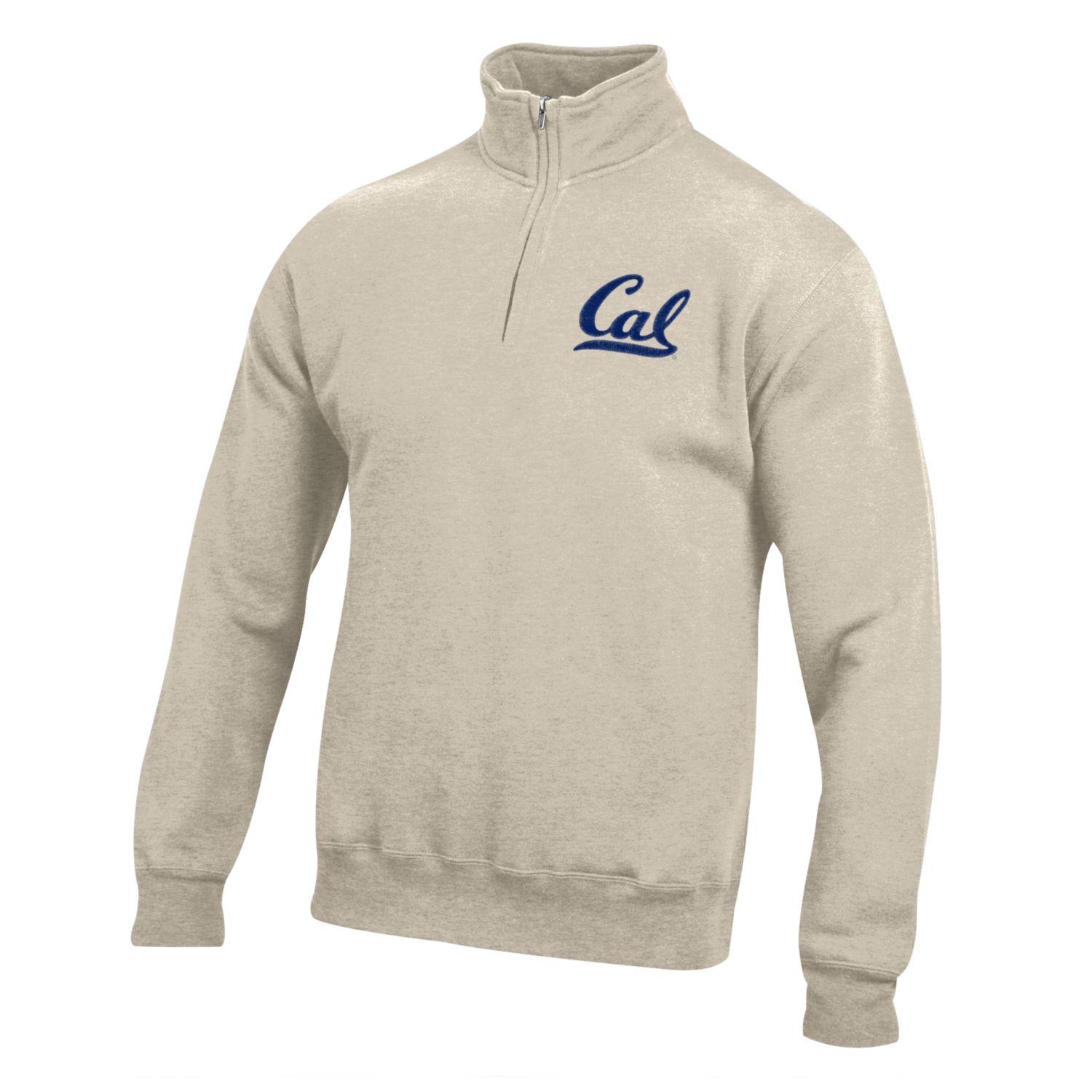 U.C. Berkeley Cal embroidered Big Cotton 1/4" Zip men's sweatshirt-Oatmeal-Shop College Wear
