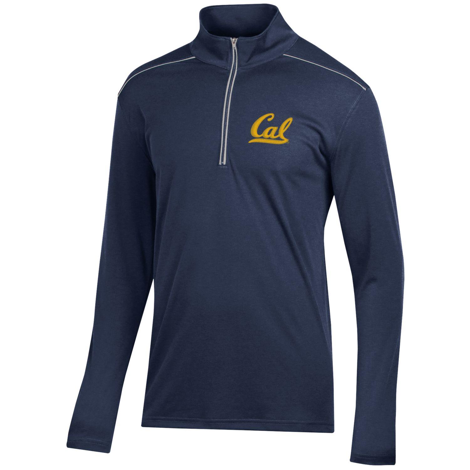 U.C. Berkeley Cal embroidered jacquard 1/4 Zip shirt-Navy-Shop College Wear