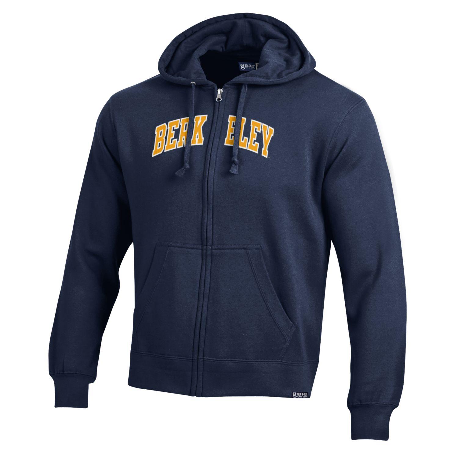 U.C. Berkeley arch double applique cotton rich zip-up hoodie sweatshirt-Navy-Shop College Wear