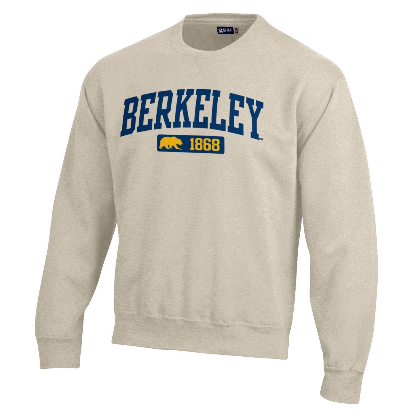 U.C. Berkeley Cal embroidered Big Cotton Gear for Sports crew-neck sweatshirt-Oatmeal-Shop College Wear