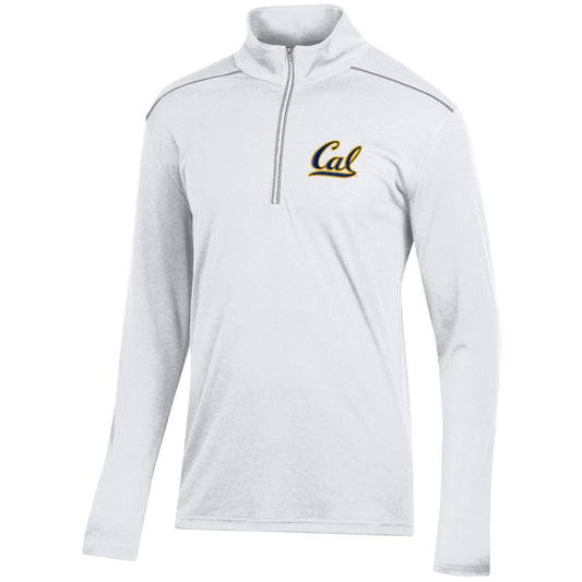U.C. Berkeley Cal embroidered classic Jacquard 1/4 zip shirt-white-Shop College Wear