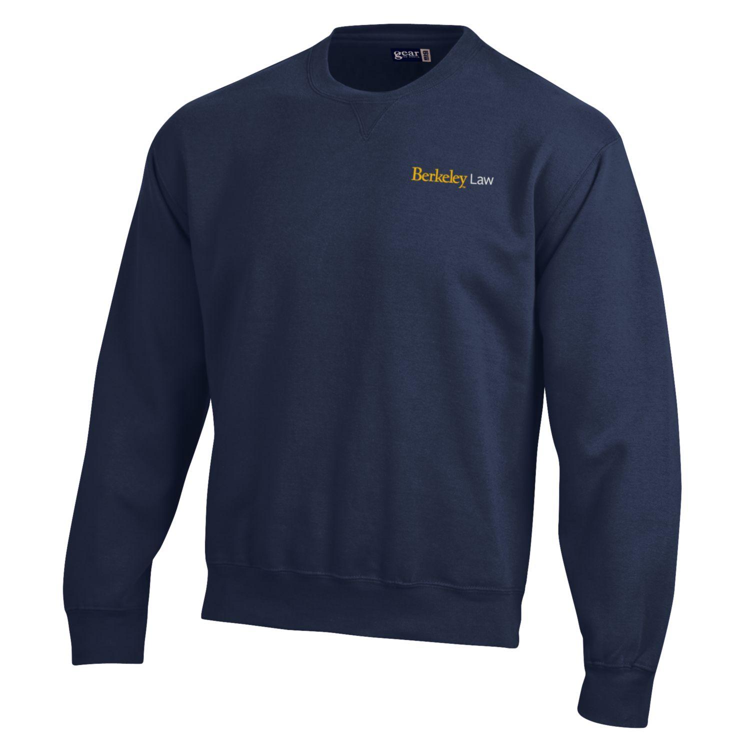 U.C. Berkeley Berkeley Law embroidered cotton rich crew-neck sweatshirt-Navy-Shop College Wear