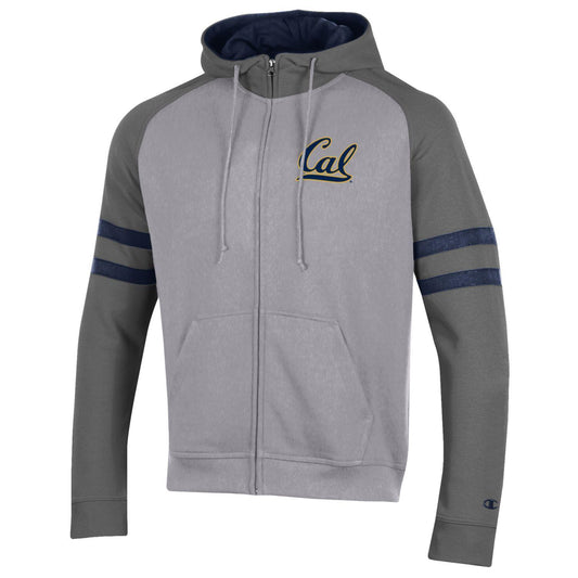U.C. Berkeley Cal Embroidered Champion Zip-Up hoodie sweatshirt-Gray-Shop College Wear