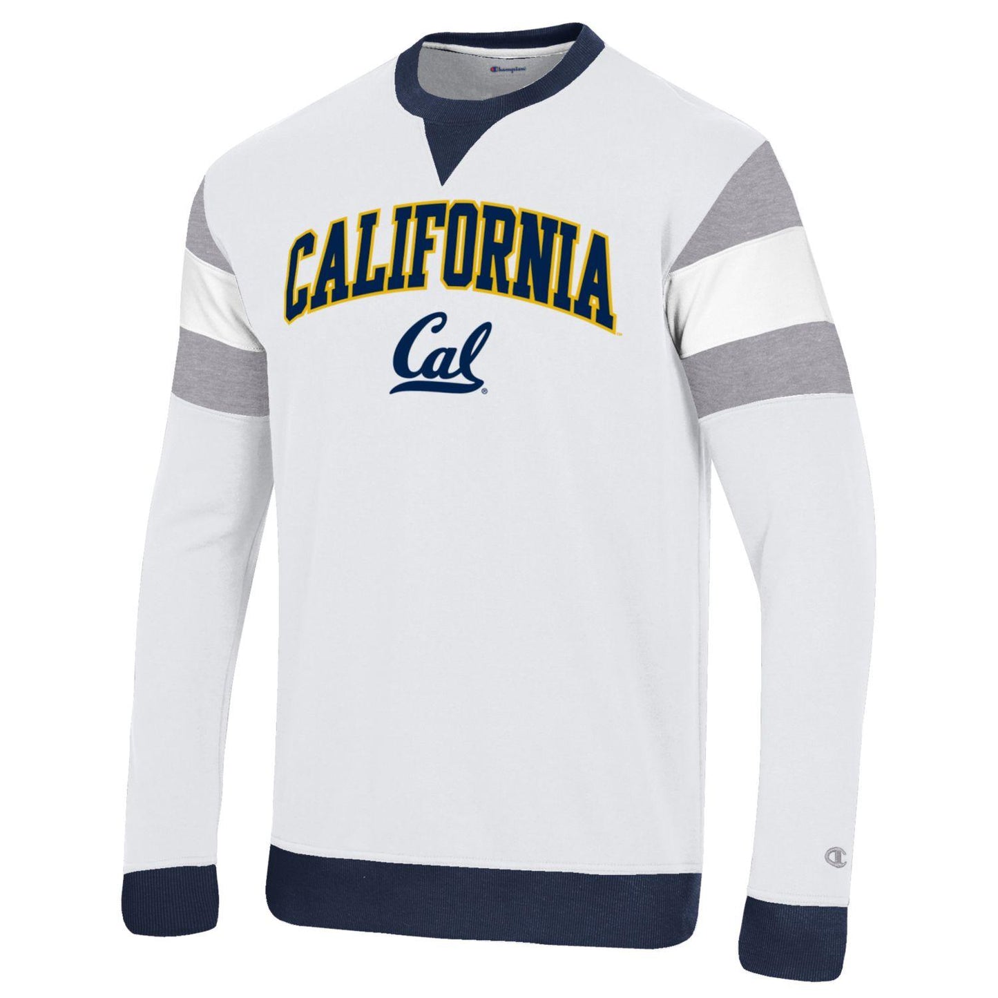 U.C. Berkeley Cal double layer applique Champion crew-neck sweatshirt-White-Shop College Wear