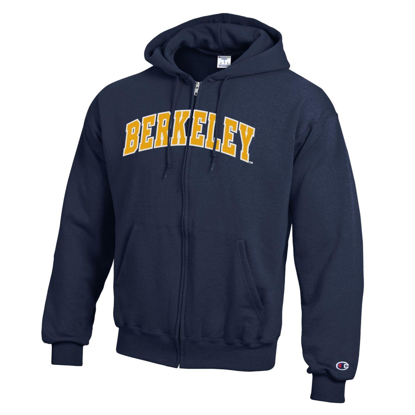 U.C. Berkeley arch double layer applique Champion zip-up hoodie sweatshirt-Navy-Shop College Wear