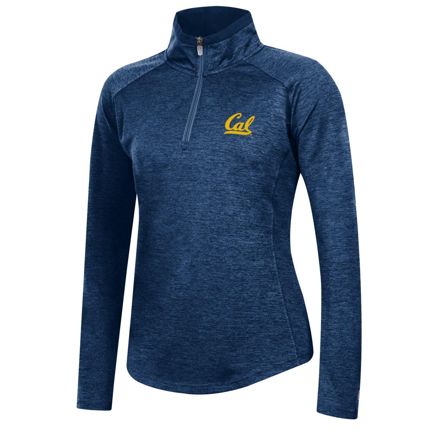 U.C. Berkeley Cal embroidered stadium women's 1/4" zip shirt-Navy-Shop College Wear