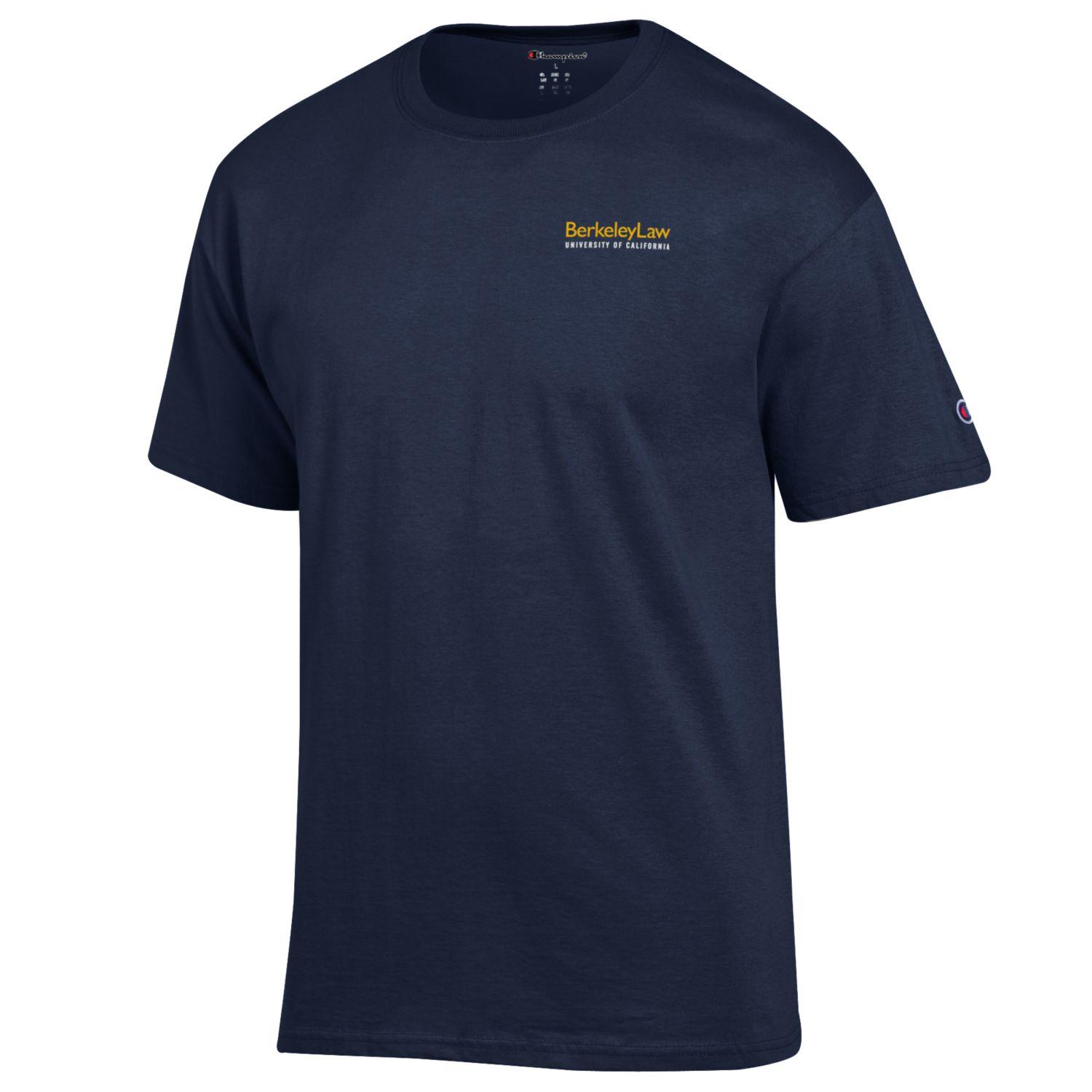 U.C. Berkeley Law embroidered Champion T-Shirt-Navy-Shop College Wear