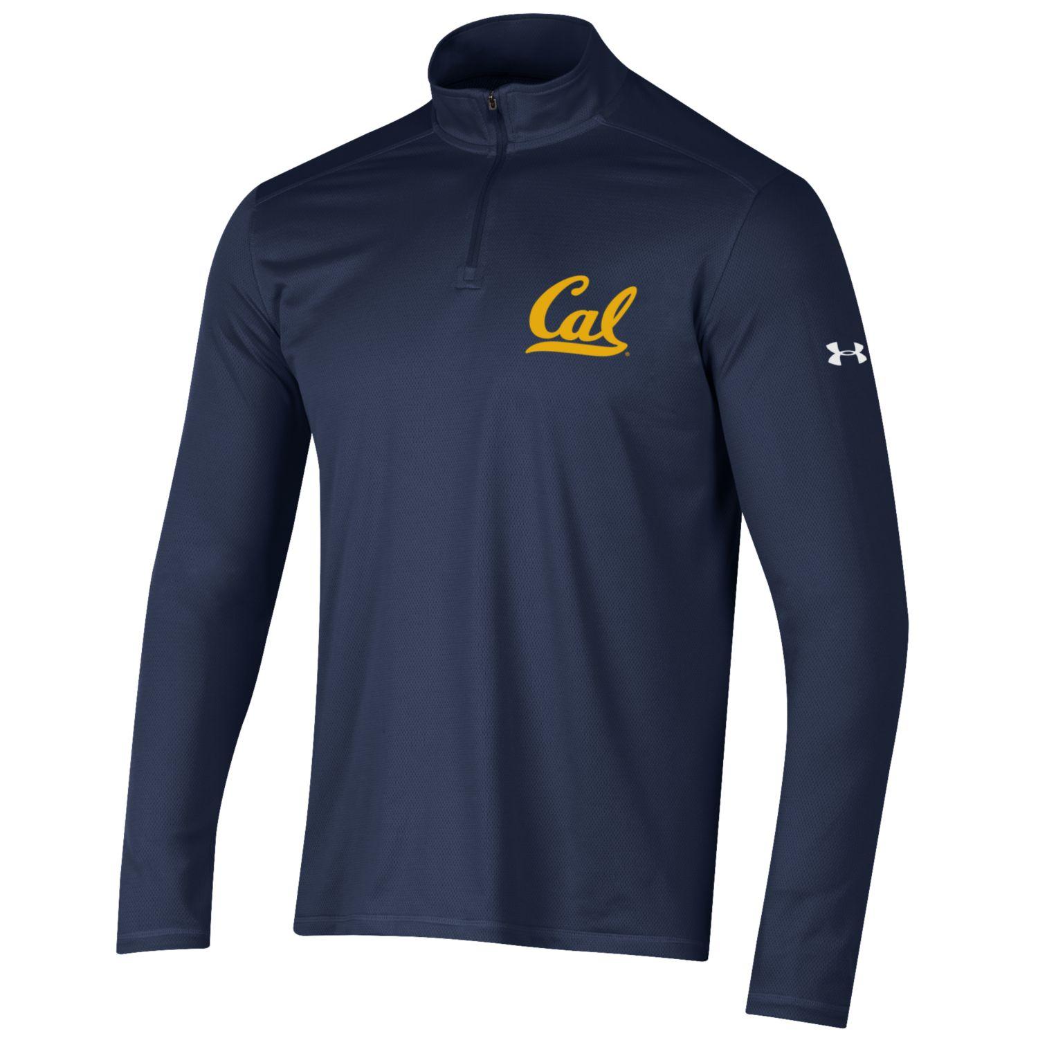 U.C. Berkeley Cal embroidered men's Under Armour tech 1/4 Zip shirt-Navy-Shop College Wear