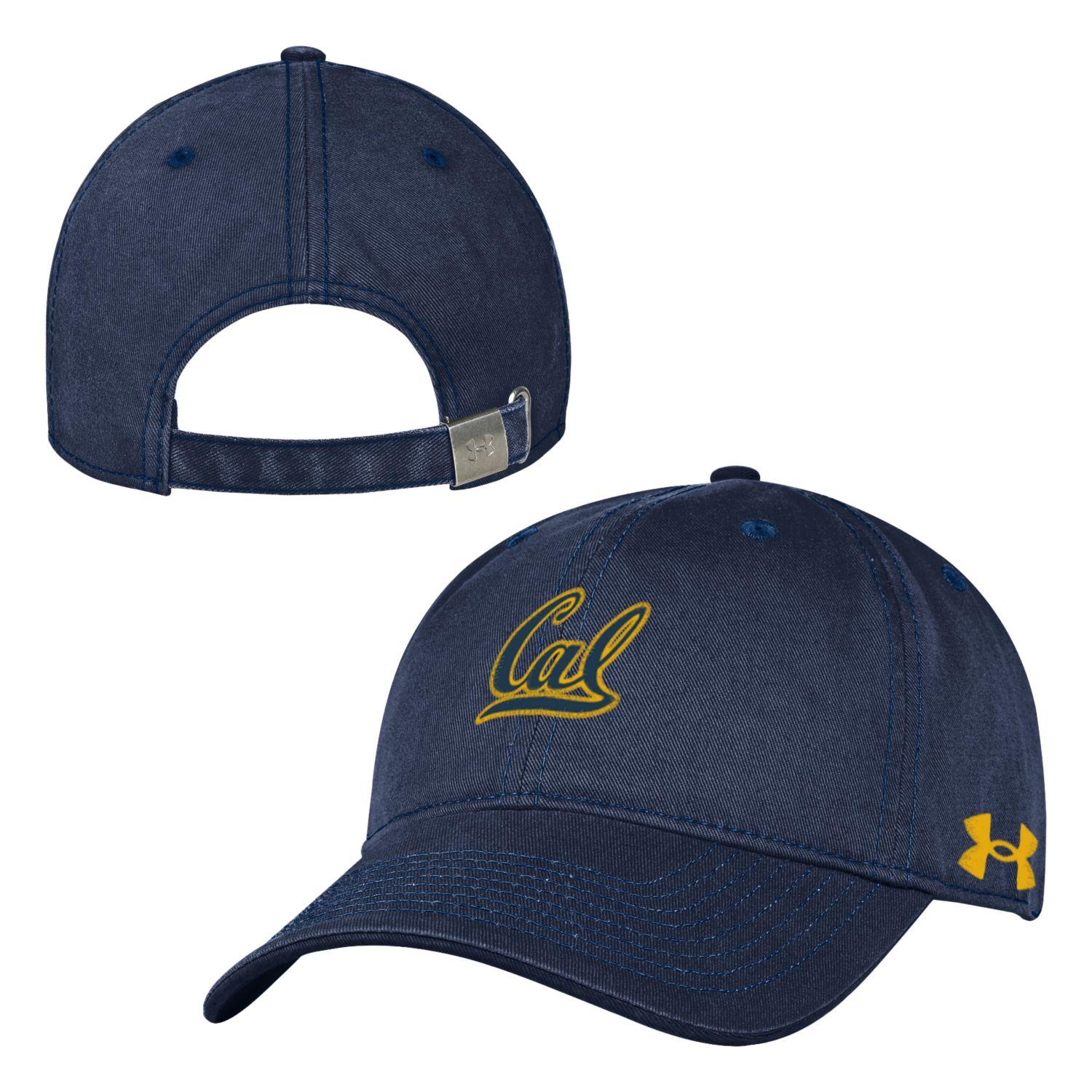 U.C. Berkeley 2 1/2" Cal embroidered performance cotton Under Armour adjustable hat-Navy-Shop College Wear