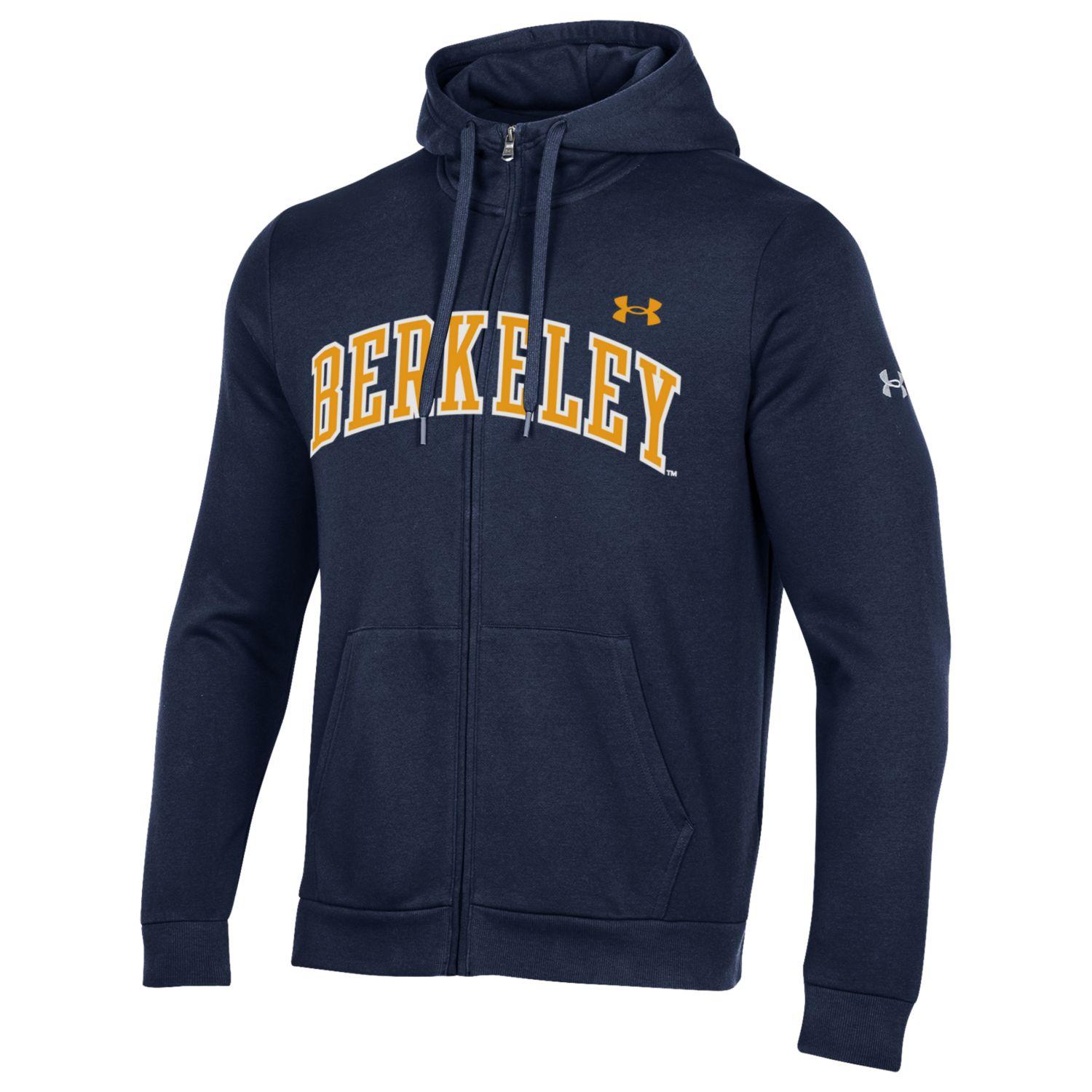 U.C. Berkeley Under Armour Men's Berkeley arch applique zip-up hoodie sweatshirt-Navy-Shop College Wear