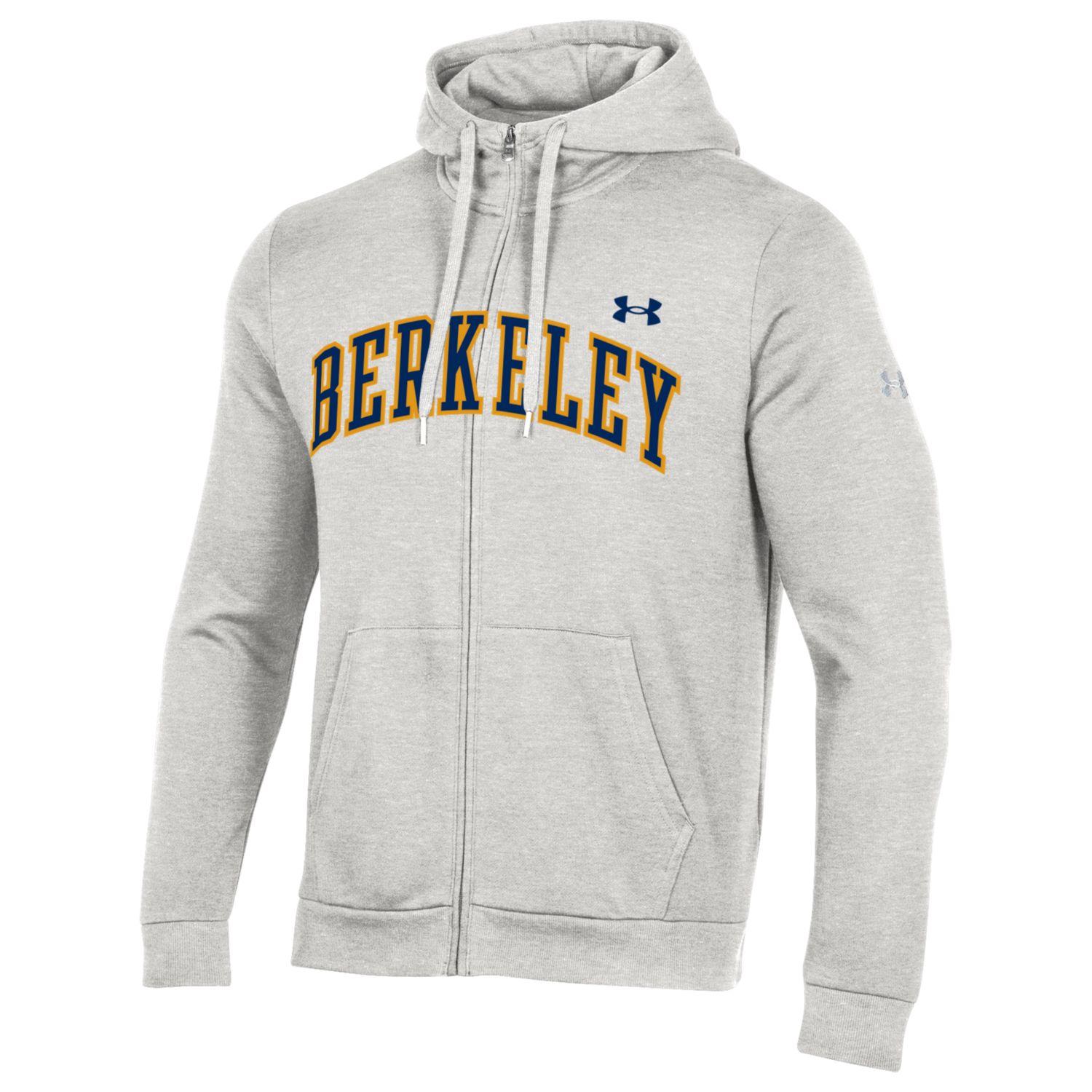 U.C. Berkeley Cal Berkeley arch applique men's full zip sweatshirt-Silver heather-Shop College Wear