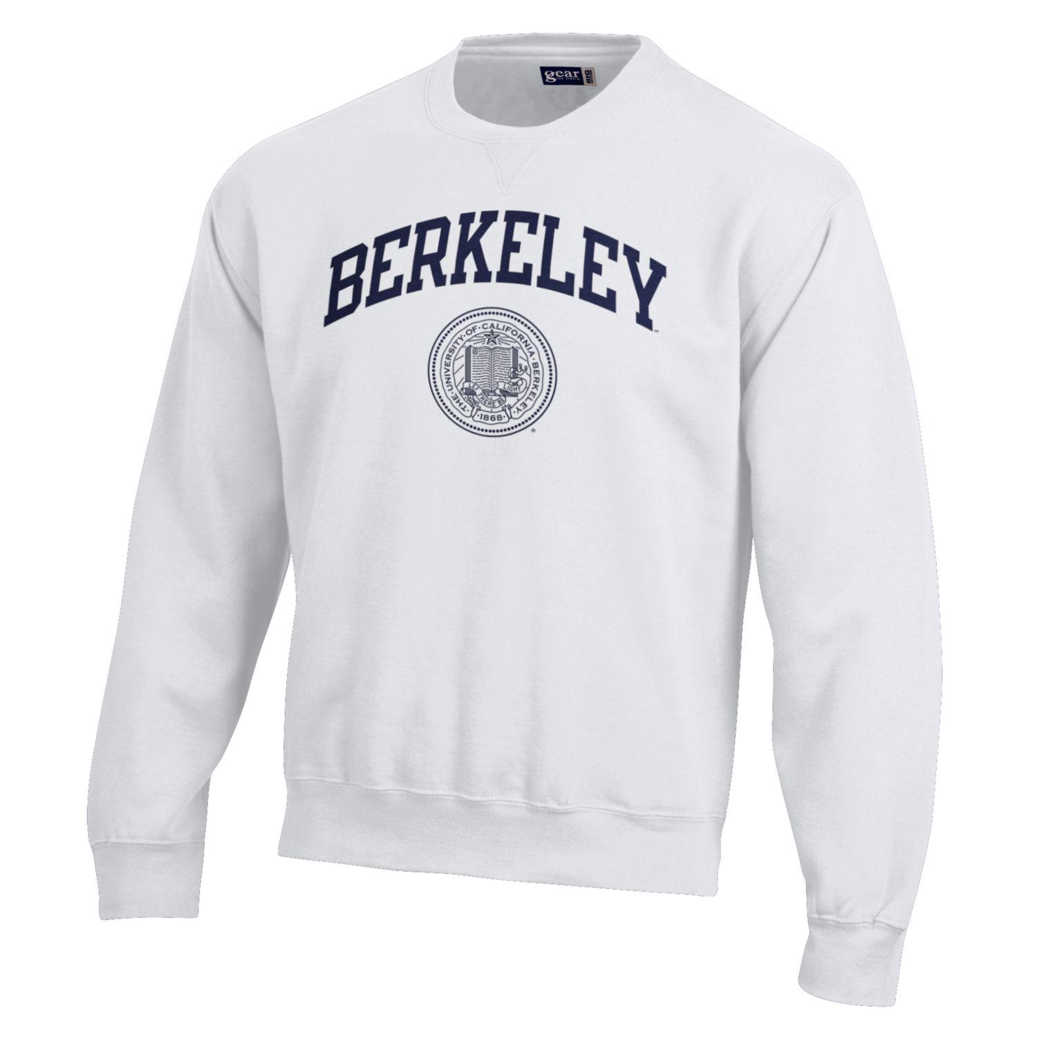 U.C. Berkeley Cal cotton rich crew neck swetshirt- White-Shop College Wear
