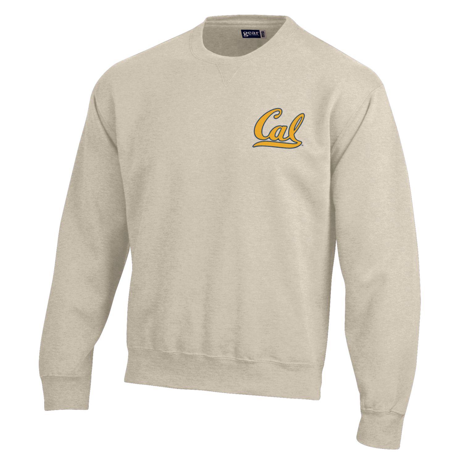 U.C. Berkeley Cal left chest cotton rich crew-neck sweatshirt-Oatmeal-Shop College Wear