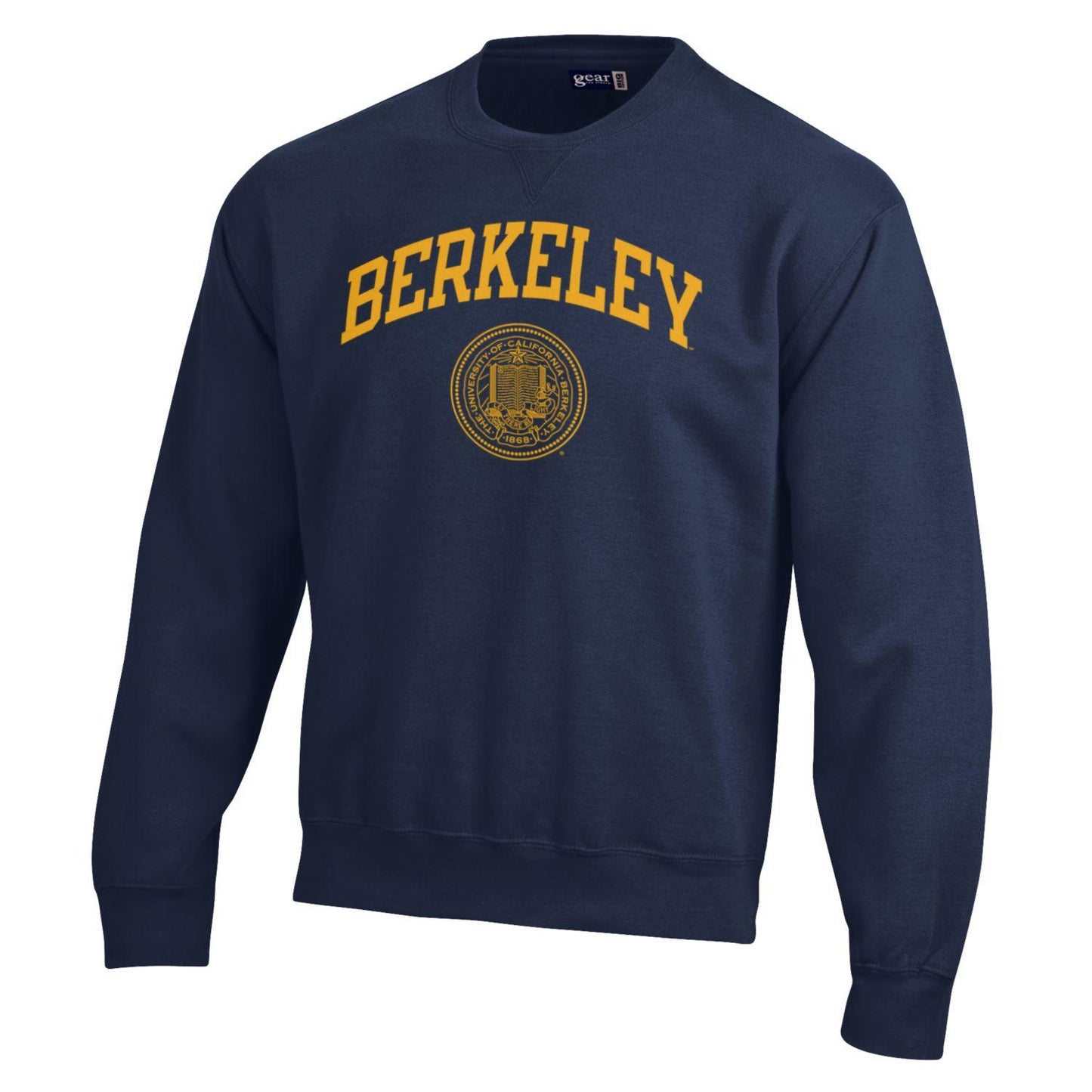U.C. Berkeley arch and seal rich cotton crew-neck sweatshirt-navy-Shop College Wear