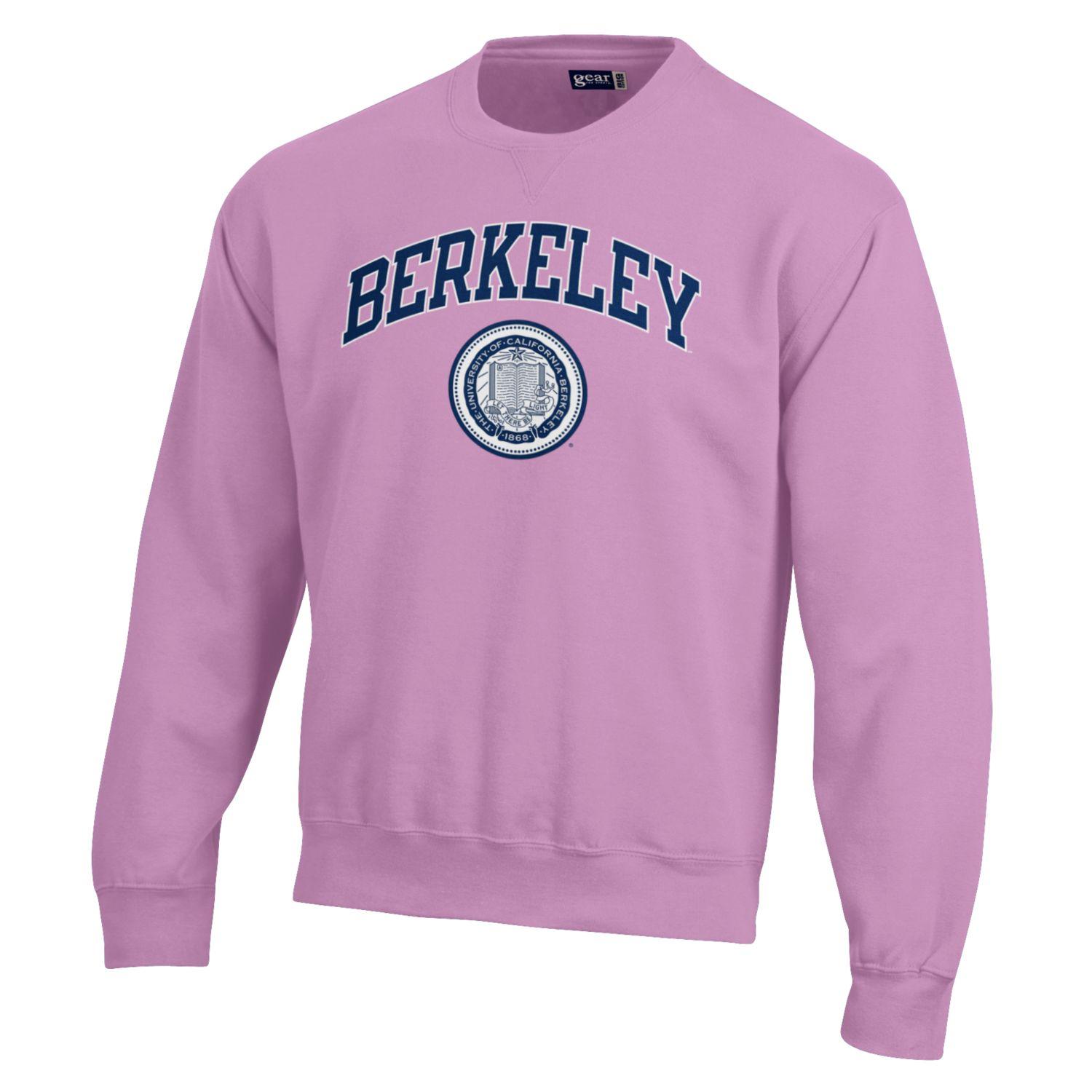 U.C. Berkeley cotton rich arch & seal crew-neck sweatshirt-Lavender-Shop College Wear