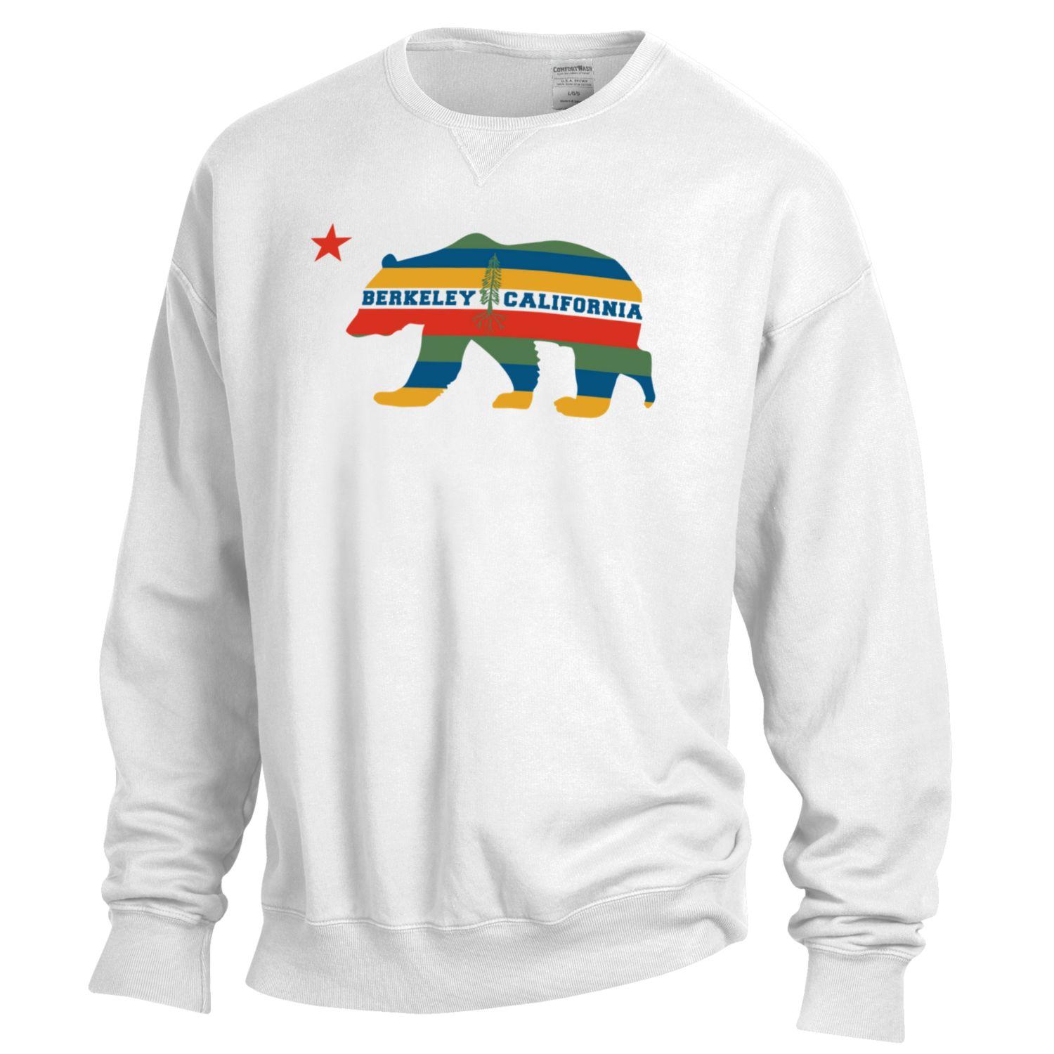 Berkeley California Tree roots and state bear comfort wash crew-White-Shop College Wear