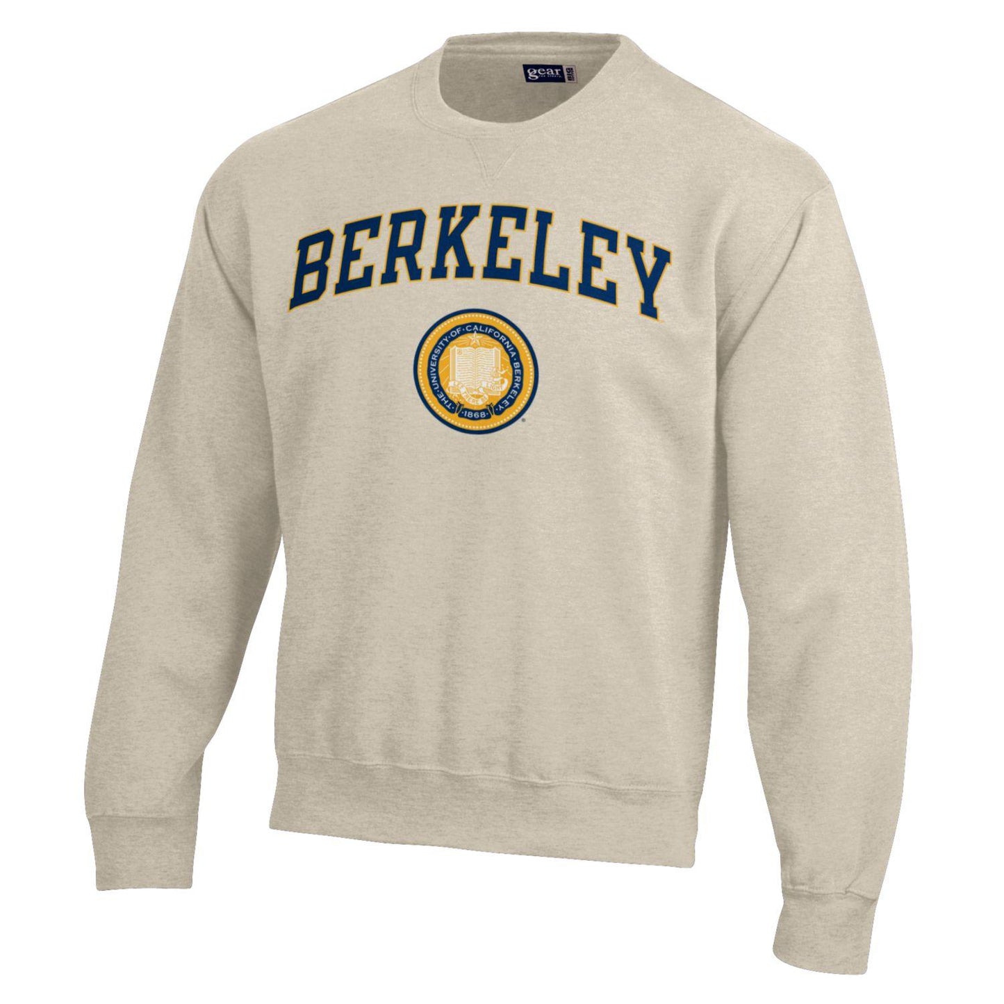 U.C. Berkeley arch & multi color seal cotton rich crew-neck sweatshirt-Oatmeal-Shop College Wear