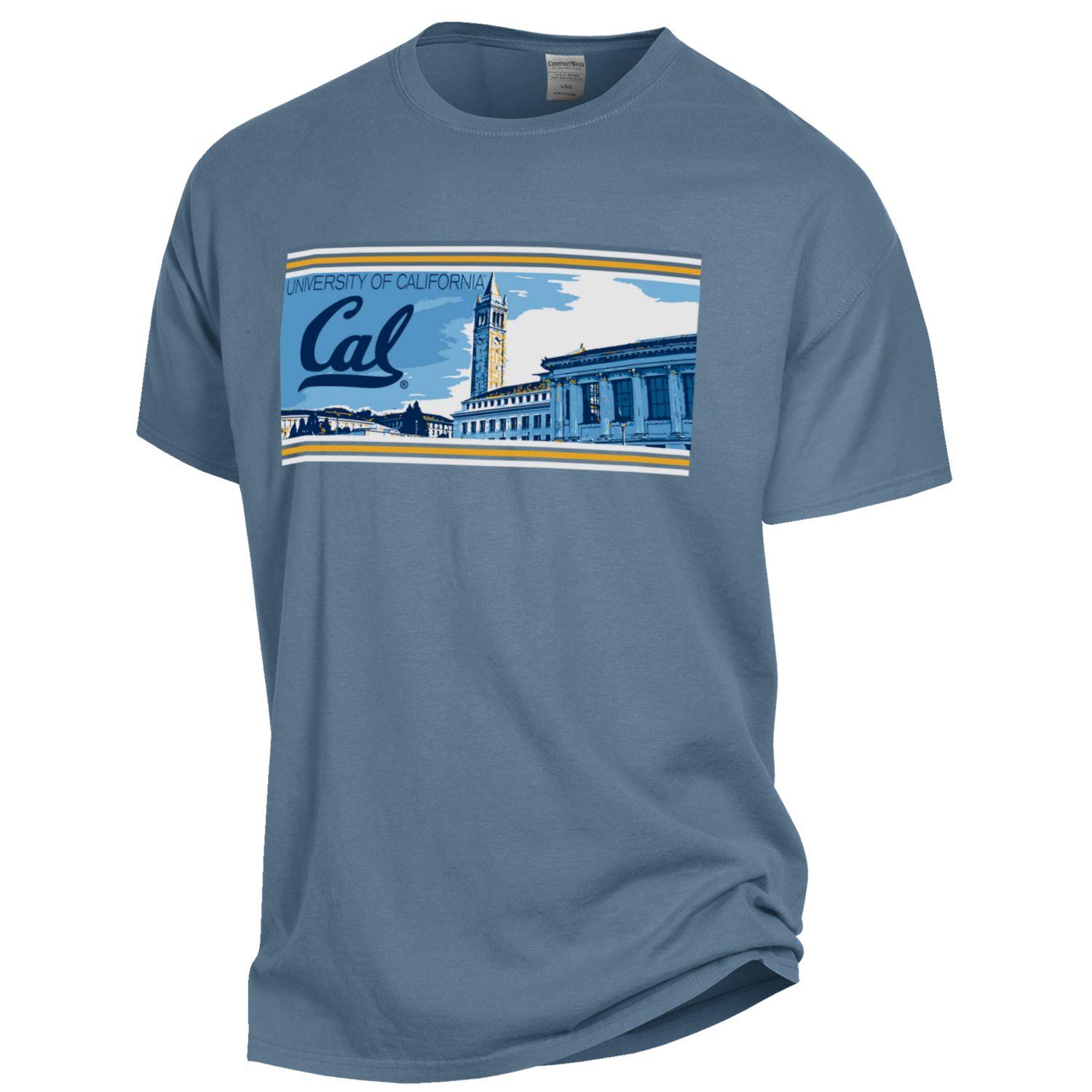 U.C. Berkeley Cal campus building scene comfort wash T-Shirt-Blue-Shop College Wear