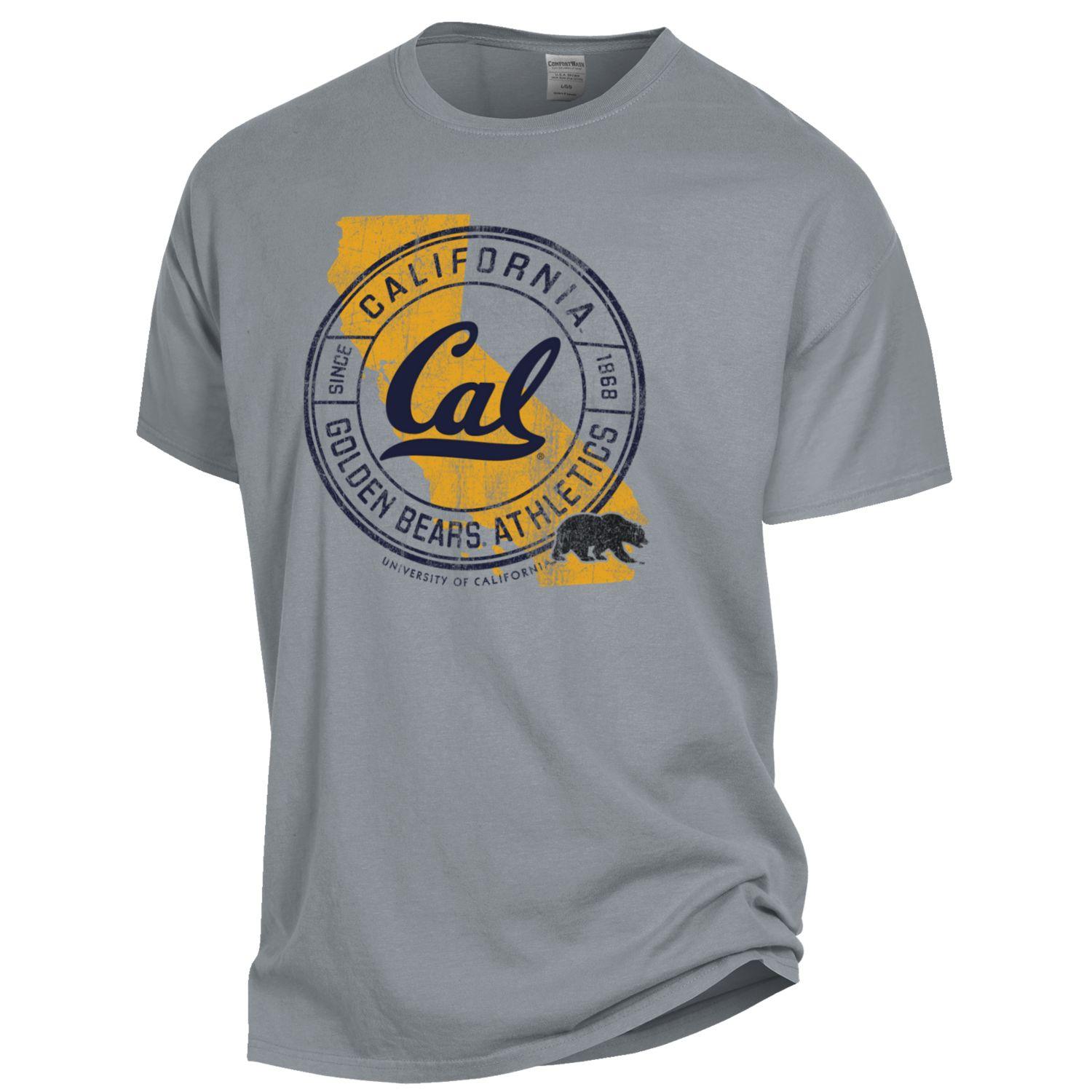 U.C. Berkeley Cal & Bear mascot distressed comfort wash T-Shirt-grey-Shop College Wear