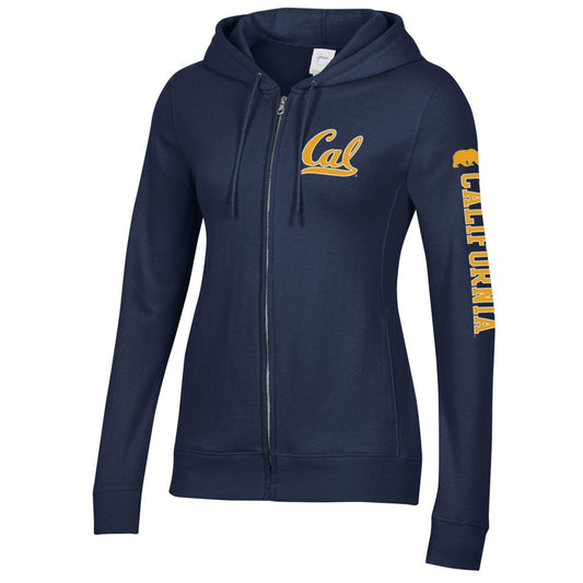 U.C. Berkeley Cal left chest Gear for Sports women's relax zip hoodie-Navy-Shop College Wear