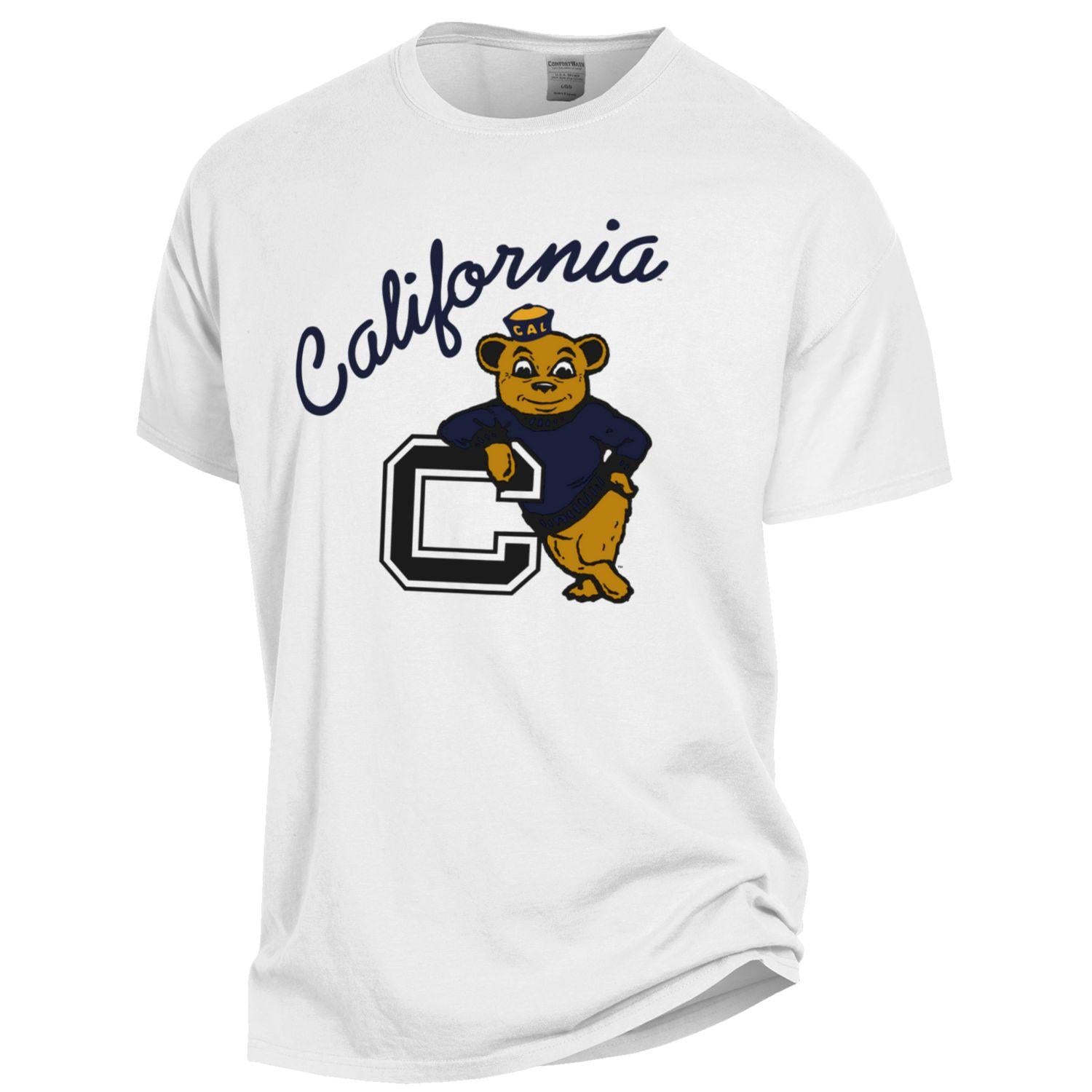 University of California Berkeley Golden Bears & standing Oski comfort wash T-Shirt-White-Shop College Wear
