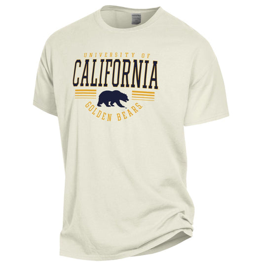 University of California Berkeley Reverse Golden Bears & lines comfort wash T-Shirt-White-Shop College Wear