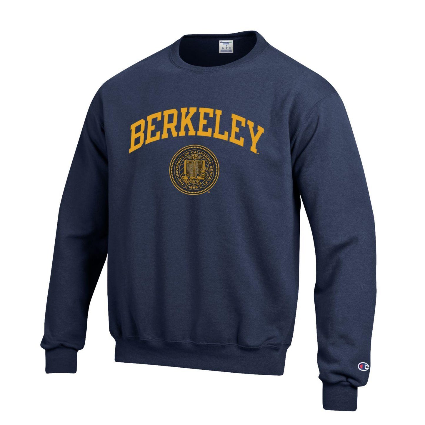 U.C. Berkeley Cal Bears arch & seal Champion crew-neck sweatshirt-Navy-Shop College Wear