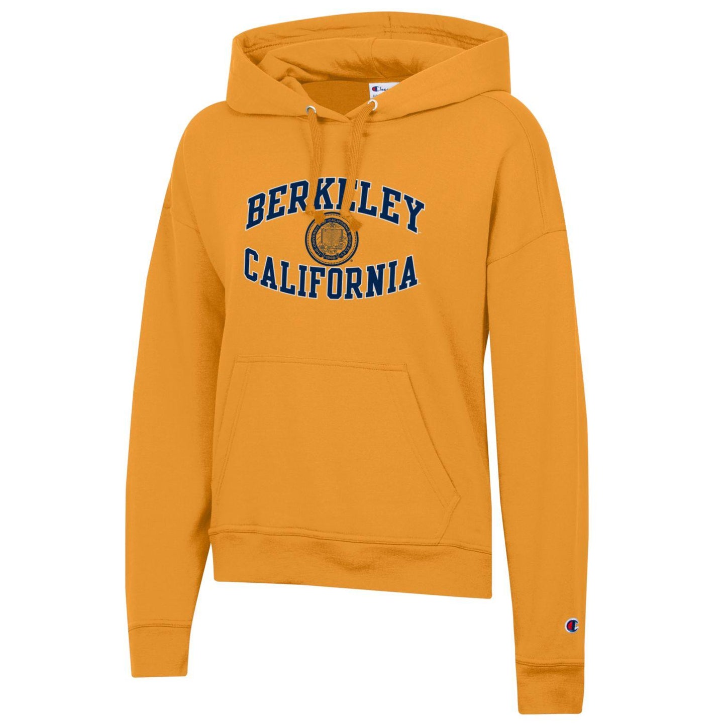 U.C. Berkeley vertical arch & California women's Champion fleece hoodie-Gold-Shop College Wear