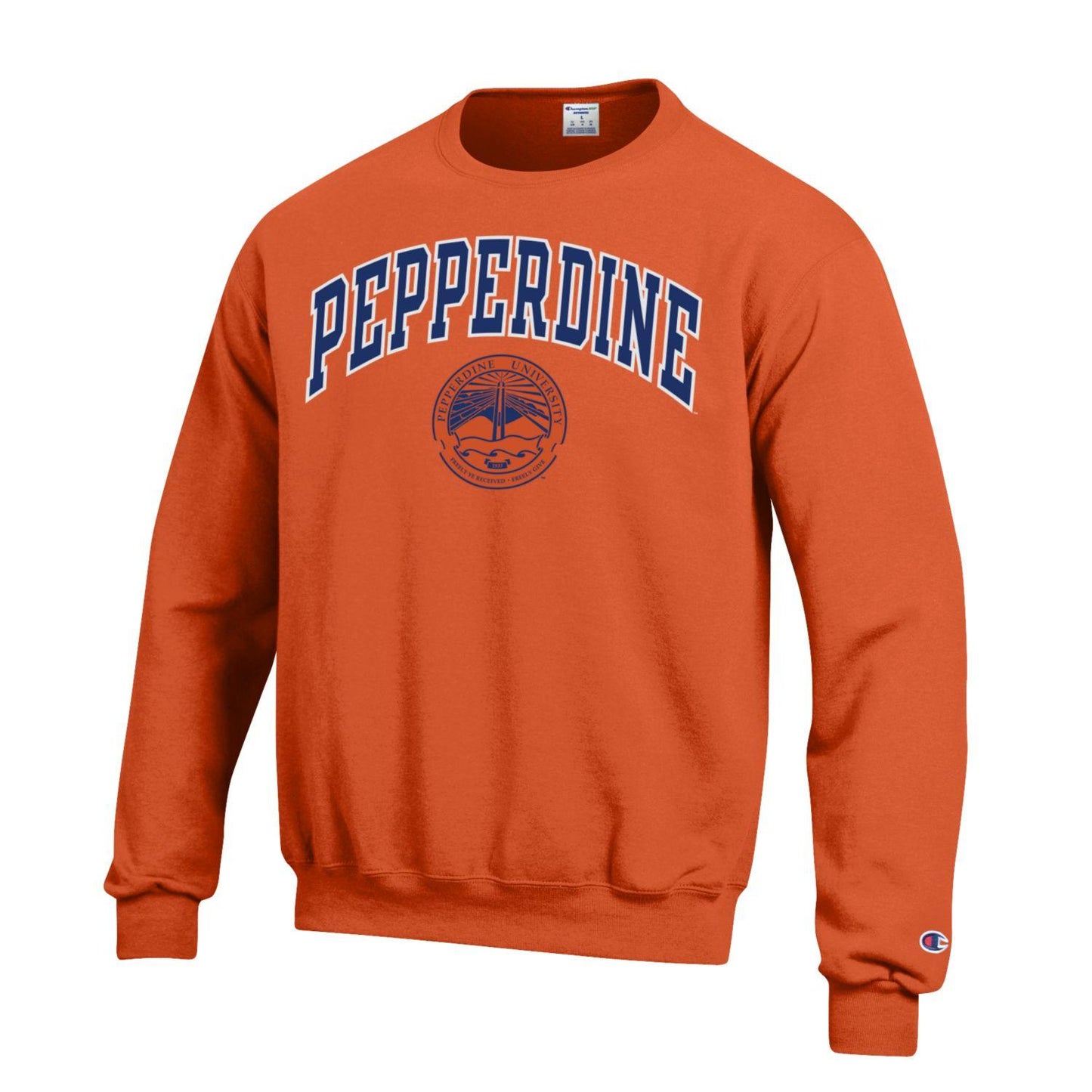 Pepperdine University Champion Crew Neck Sweatshirt-Orange-Shop College Wear