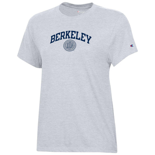 U.C. Berkeley arch & seal women's university crew-neck T-Shirt-Grey-Shop College Wear