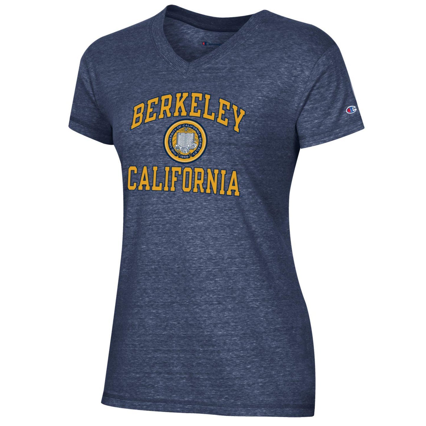U.C. Berkeley arch & multi color seal tri blend women's T-Shirt-Navy-Shop College Wear