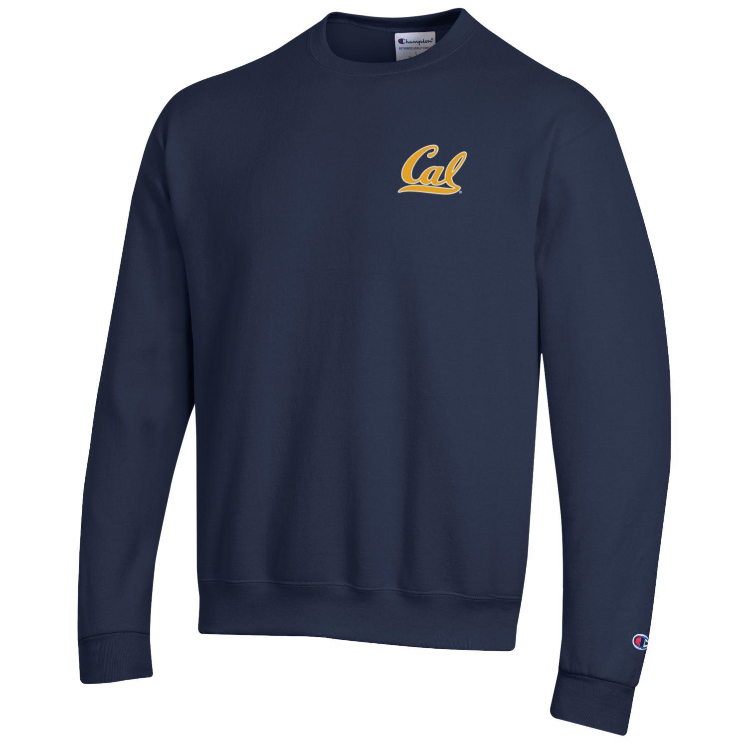 U.C. Berkeley bold Cal left chest Champion crew-neck sweatshirt-Navy-Shop College Wear