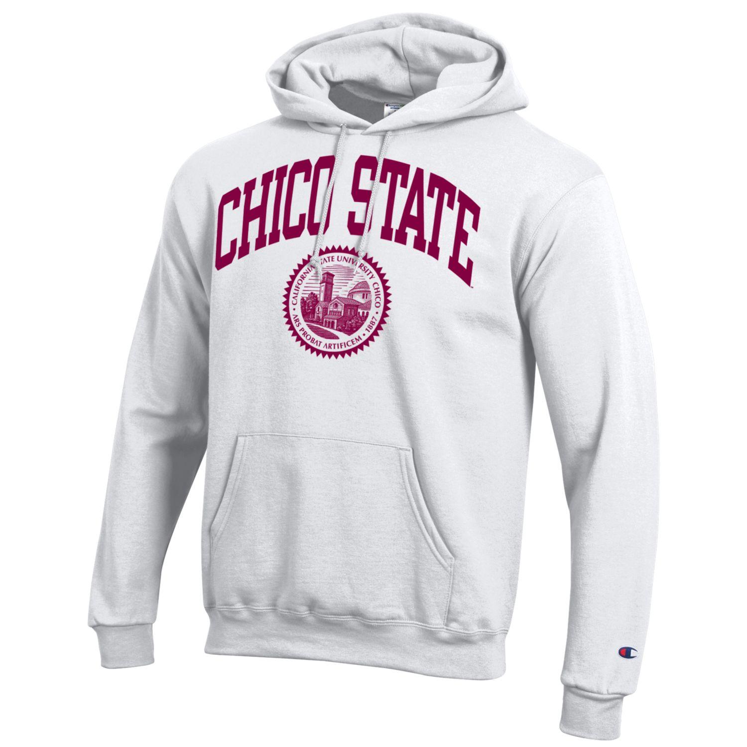 Chico State University Wildcats Champion hoodie sweatshirt-White-Shop College Wear