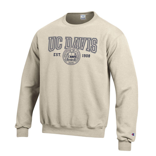 U.C. Davis Aggies Champion Crew-Neck Sweatshirt-Oatmeal-Shop College Wear