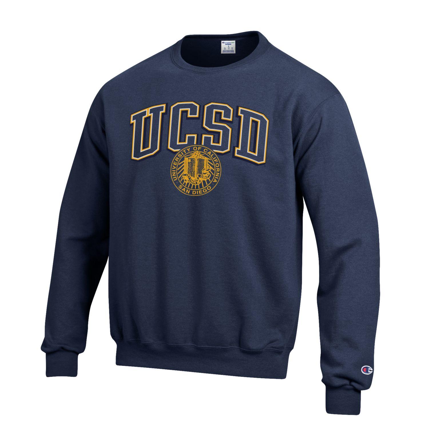 U.C. San Diego Tritons Block & Seal Crew-Neck Sweatshirt-Navy-Shop College Wear