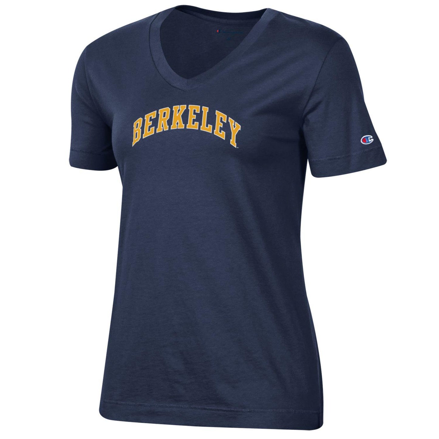 U.C. Berkeley classic 2 color arch women's V-Neck T-Shirt-Navy-Shop College Wear