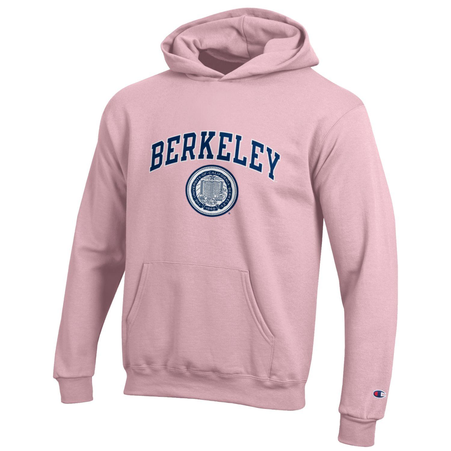 U.C. Berkeley arch & seal Champion youth hoodie sweatshirt-Pink-Shop College Wear