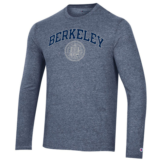 U.C. Berkeley arch & seal Champion men's Triumph long sleeve T-Shirt-Navy-Shop College Wear