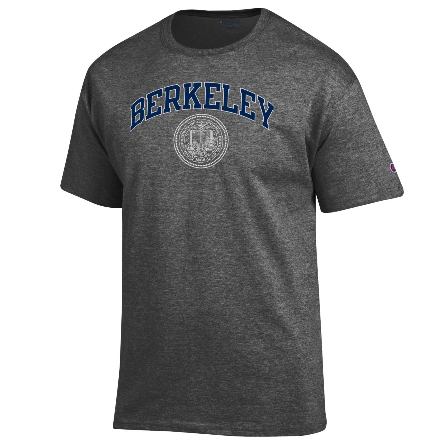 U.C. Berkeley Arch And Seal Champion T-Shirt- Charcoal-Shop College Wear