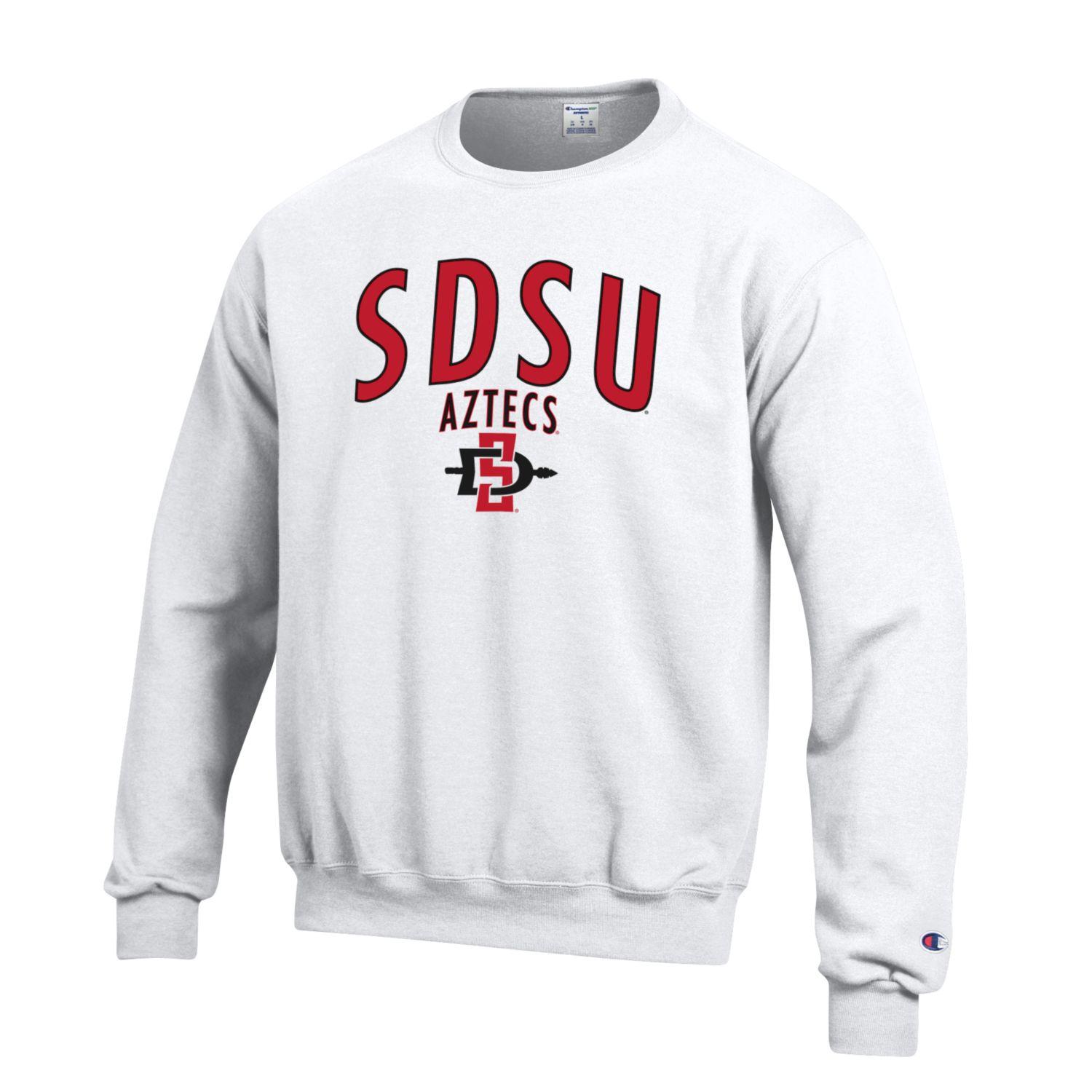 San Diego State University Aztecs Champion Crew-Neck Sweatshirt-White-Shop College Wear