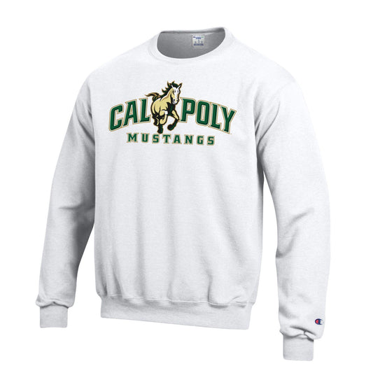 Cal Poly San Luis Obispo Mustang CrewNeck Sweatshirt-White-Shop College Wear