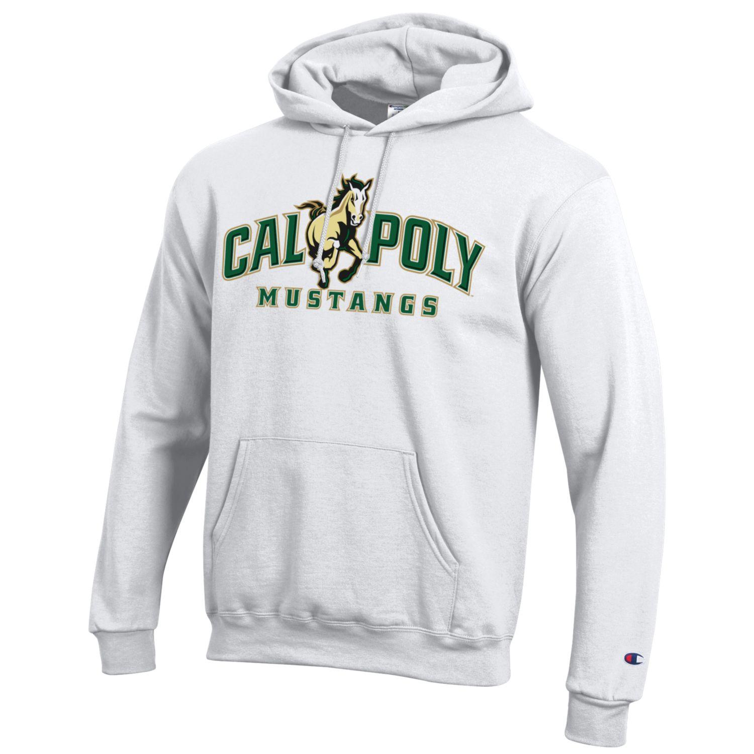 Cal Poly San Luis Obispo Mustangs Champion Hoodie Sweatshirt-White-Shop College Wear