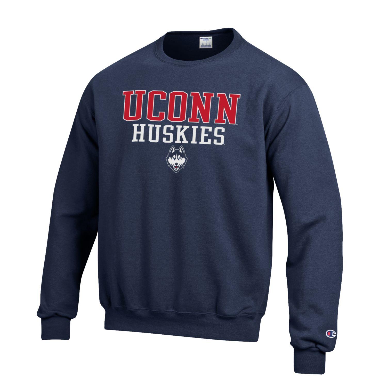 University of Connecticut UConn. Huskies Champion Crew Neck Sweatshirt-Navy-Shop College Wear