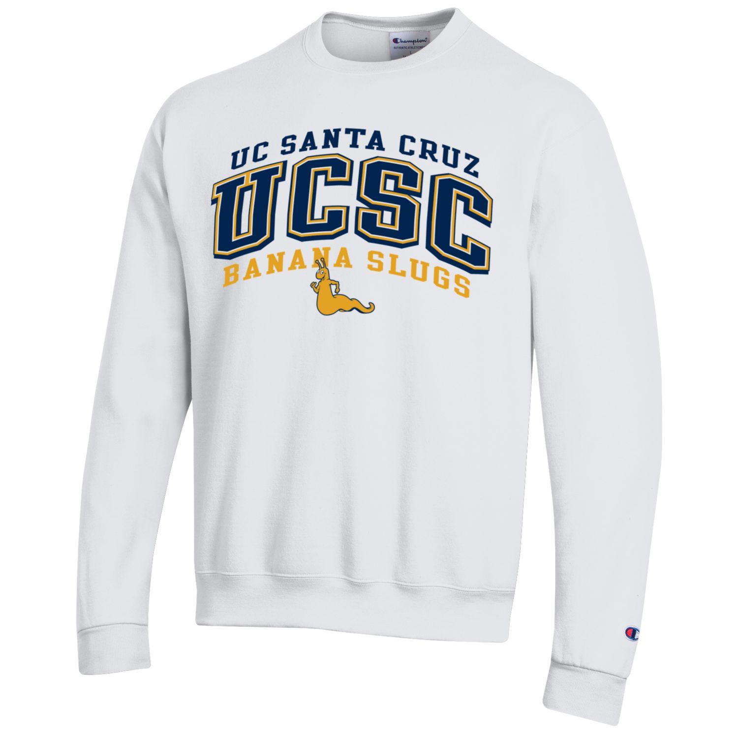 U.C. Santa Banana Cruz Slugs Cruz block crew-neck sweatshirt-White-Shop College Wear